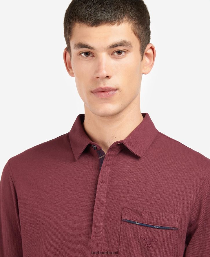 roupas Barbour adie camisa polo manga longa dk bordeaux homens NH4442688