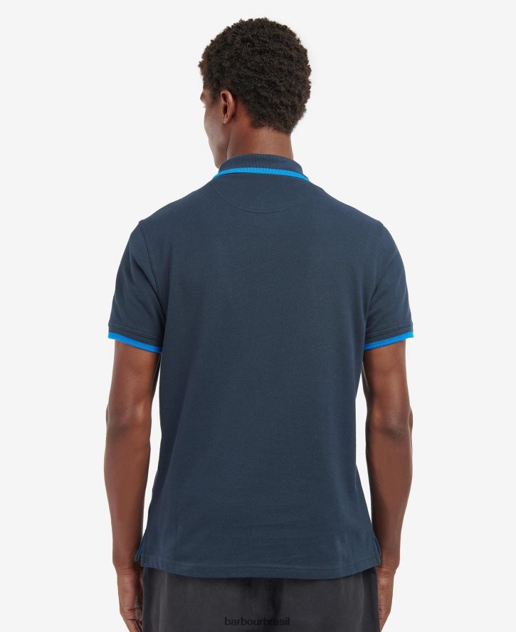 roupas Barbour beaumont camisa polo com zíper marinho clássico homens NH4442735