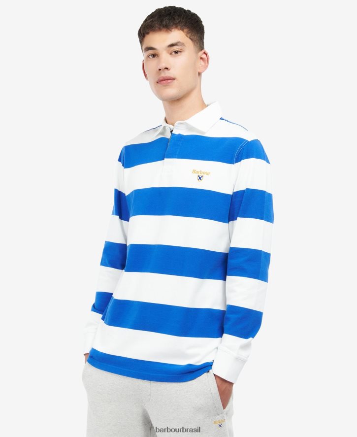 roupas Barbour camisa de rugby listrada hollywell sussurro branco homens NH4442725