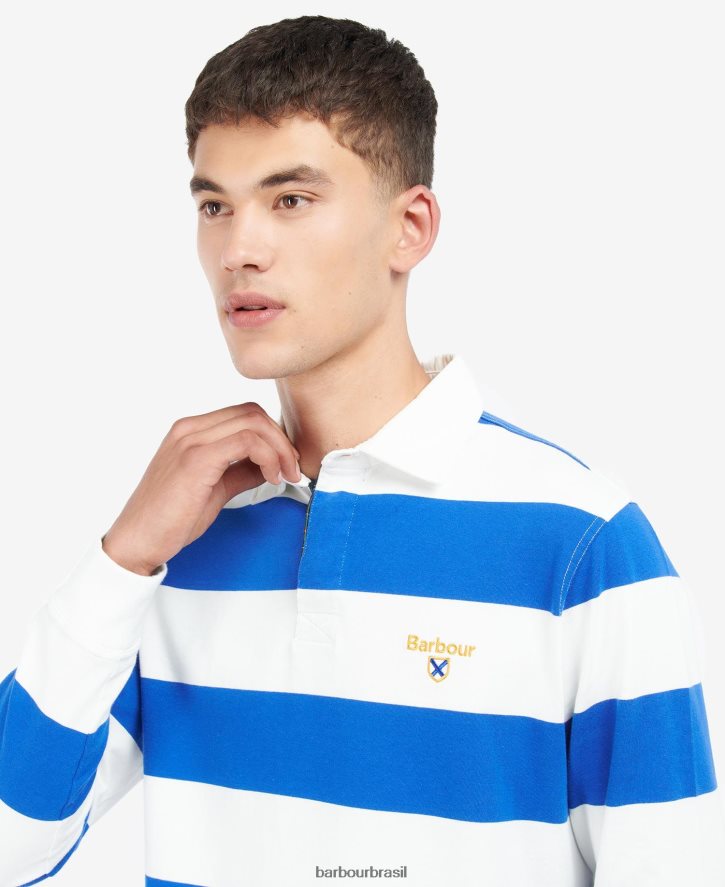 roupas Barbour camisa de rugby listrada hollywell sussurro branco homens NH4442725