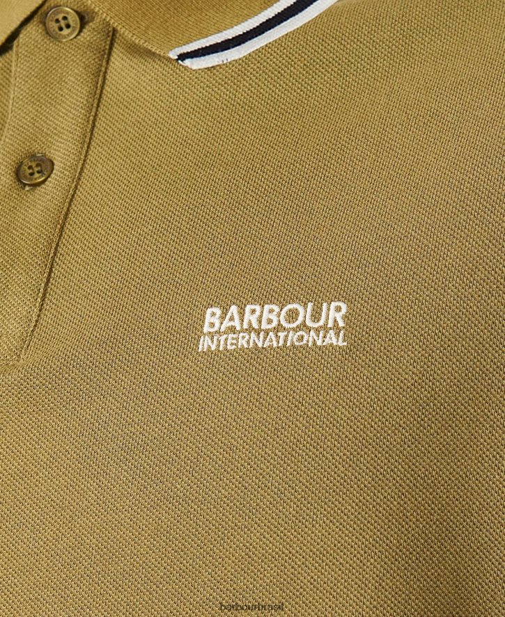 roupas Barbour camisa pólo com ponta de piloto arquivar azeitona homens NH4442671