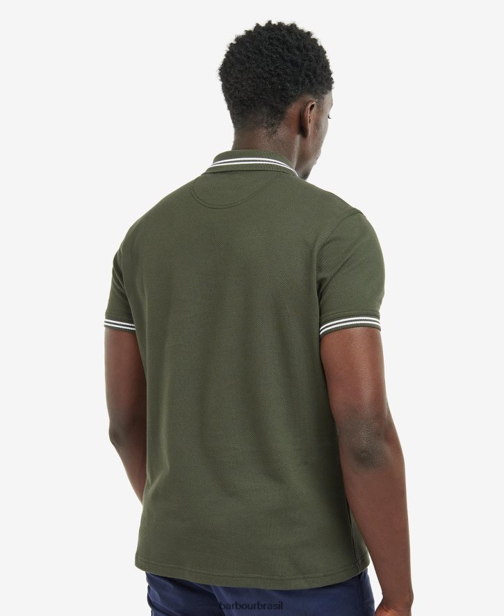 roupas Barbour camisa pólo com ponta essencial lilás homens NH4442614