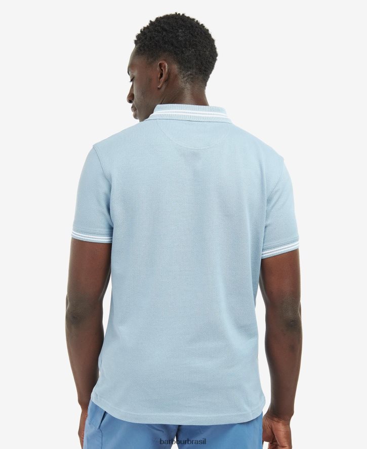 roupas Barbour camisa pólo com ponta essencial lilás homens NH4442647