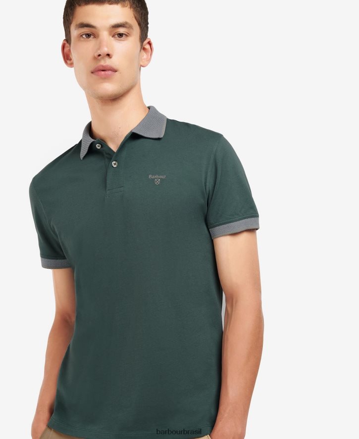 roupas Barbour camisa pólo cornsay aresta verde homens NH4442562