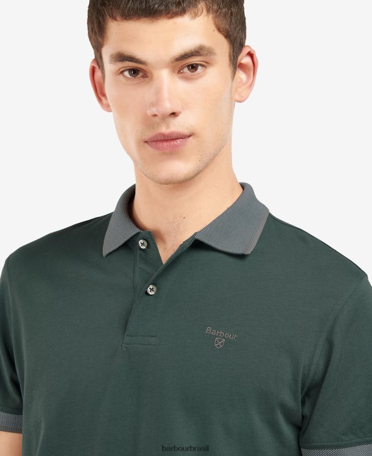 roupas Barbour camisa pólo cornsay aresta verde homens NH4442562