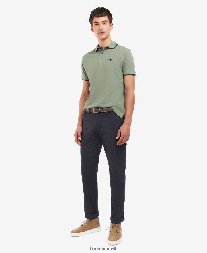 roupas Barbour camisa pólo easington agave verde homens NH4442687