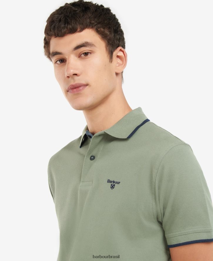 roupas Barbour camisa pólo easington agave verde homens NH4442687