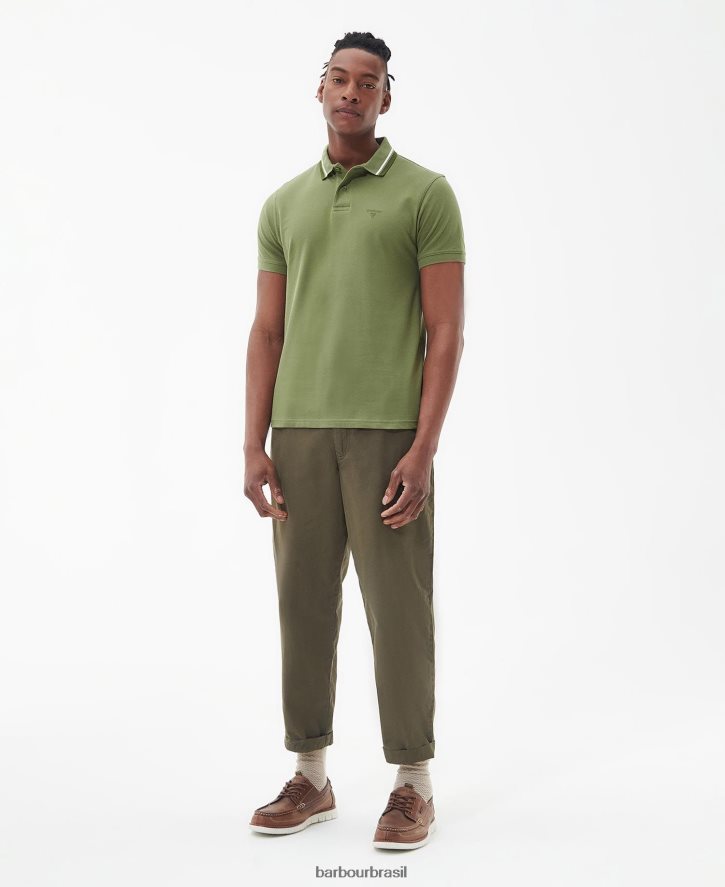 roupas Barbour camisa pólo otterburn azeitona queimada homens NH4442553