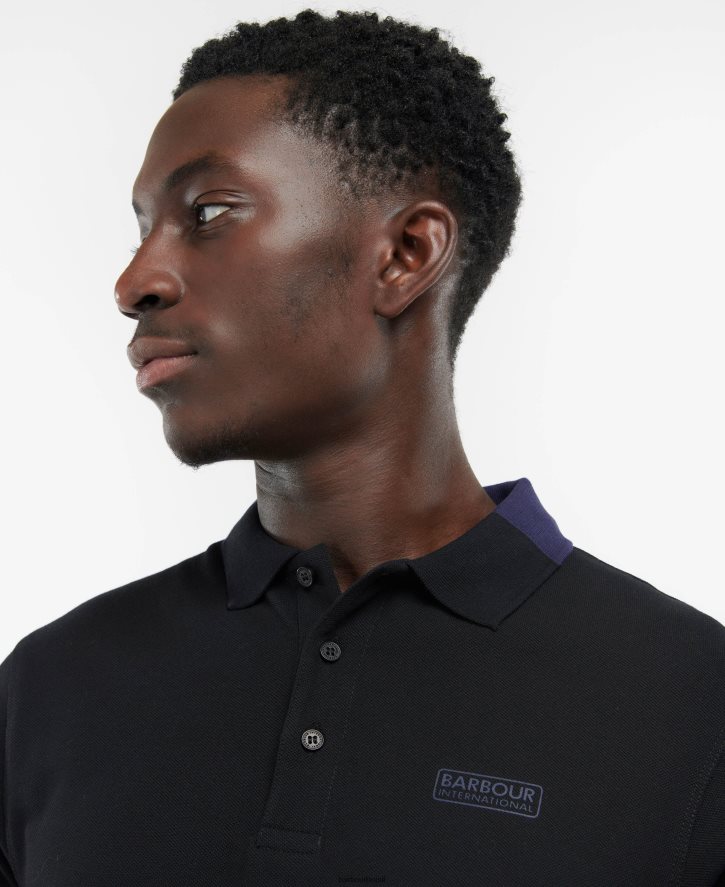 roupas Barbour camisa pólo philip tinta preta homens NH4442640