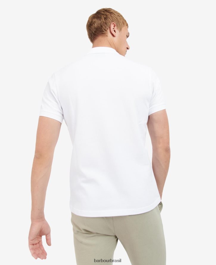 roupas Barbour camisa pólo tourer branco clássico homens NH4442718