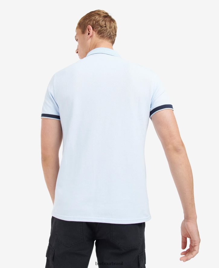 roupas Barbour camisa pólo whateley chambray azul/branco sussurrante homens NH4442705