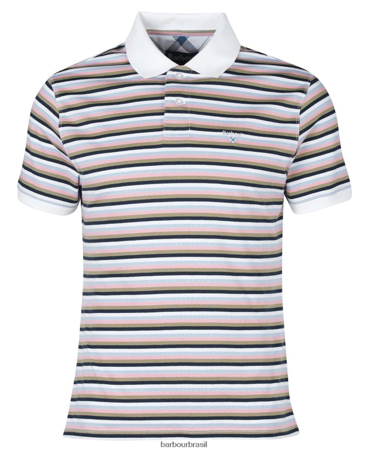 roupas Barbour camisa polo com listras sandown branco clássico homens NH4442642