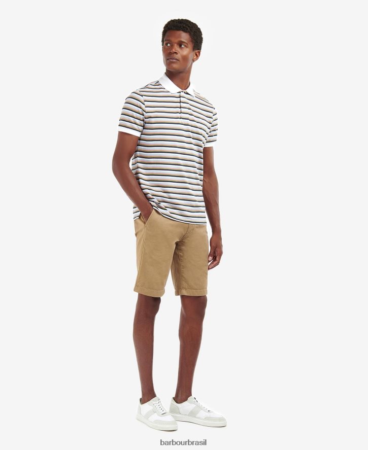 roupas Barbour camisa polo com listras sandown branco clássico homens NH4442642