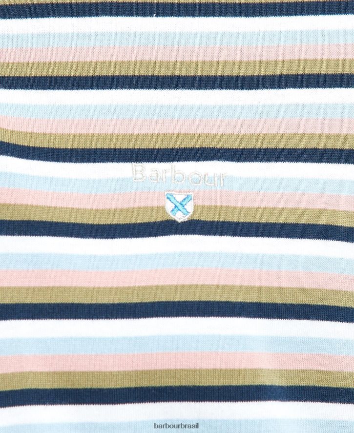 roupas Barbour camisa polo com listras sandown branco clássico homens NH4442642