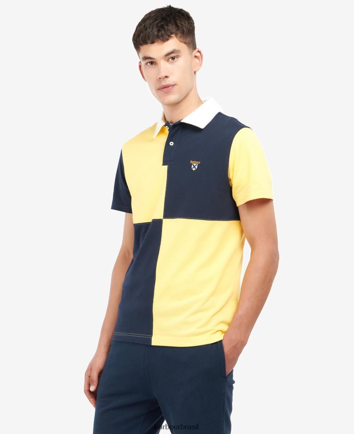 roupas Barbour camisa polo com painel clarendon marinho clássico homens NH4442637