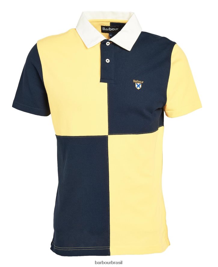 roupas Barbour camisa polo com painel clarendon marinho clássico homens NH4442637