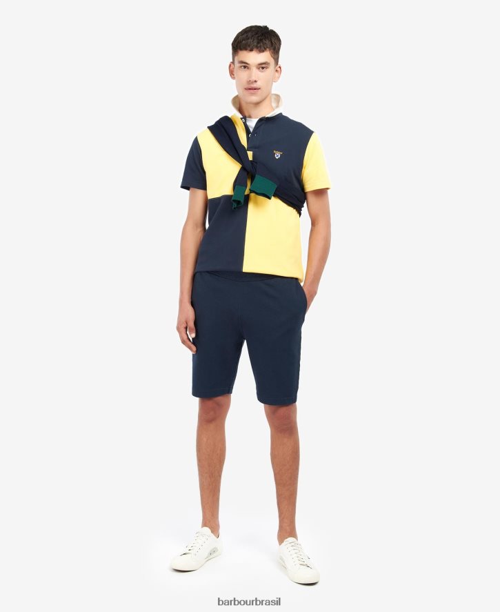 roupas Barbour camisa polo com painel clarendon marinho clássico homens NH4442637