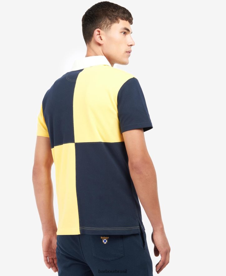 roupas Barbour camisa polo com painel clarendon marinho clássico homens NH4442637
