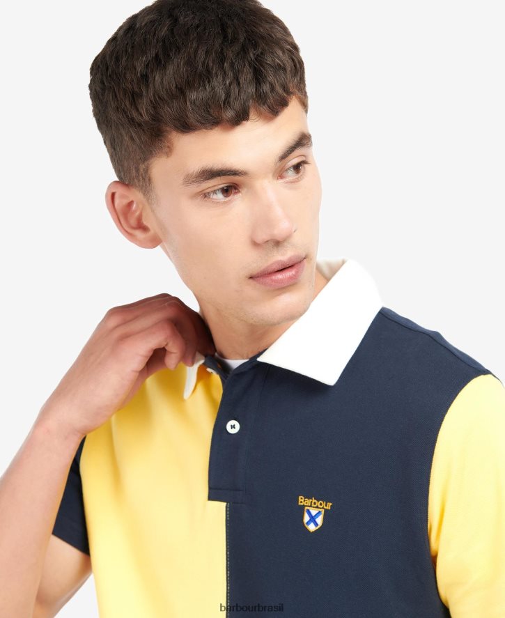 roupas Barbour camisa polo com painel clarendon marinho clássico homens NH4442637