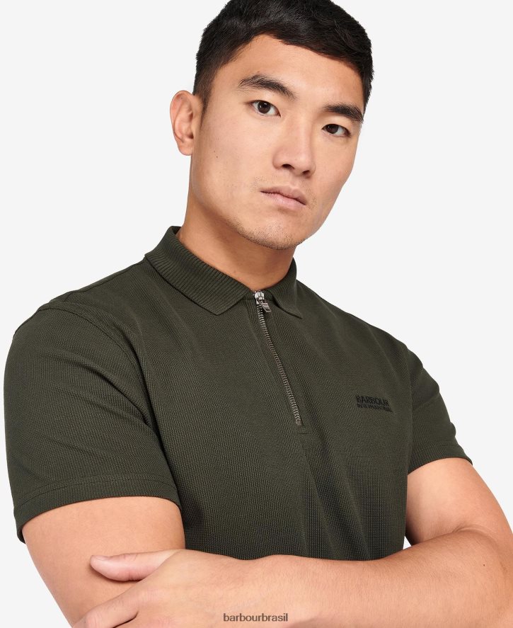 roupas Barbour camisa polo com zíper floresta homens NH4442610