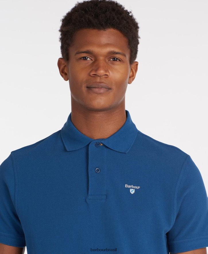 roupas Barbour camisa polo esportiva azul atlântico homens NH4442580