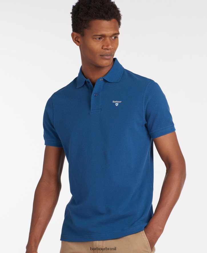 roupas Barbour camisa polo esportiva azul atlântico homens NH4442580