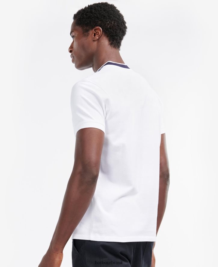 roupas Barbour camisa polo esportiva colla manga curta céu branco/noturno homens NH4442683