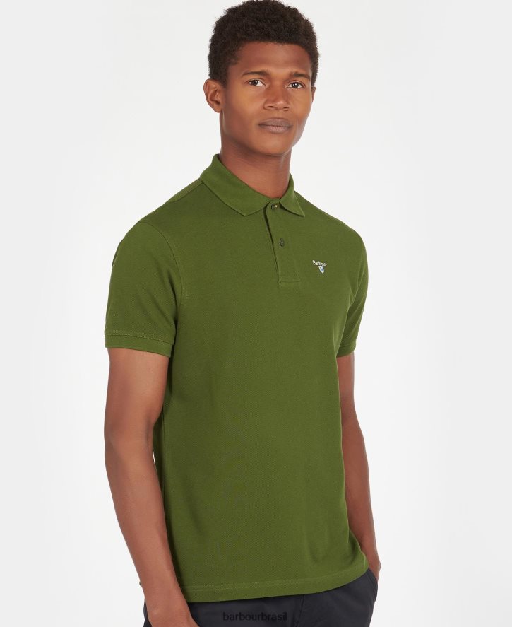 roupas Barbour camisa polo esportiva corrida verde homens NH4442618