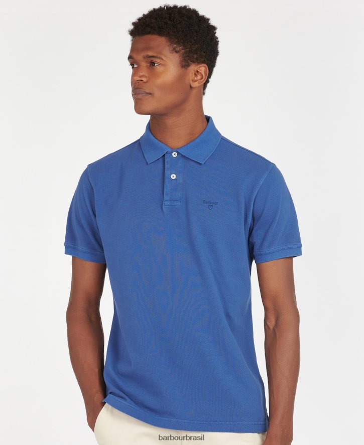 roupas Barbour camisa polo esportiva lavada céu homens NH4442564