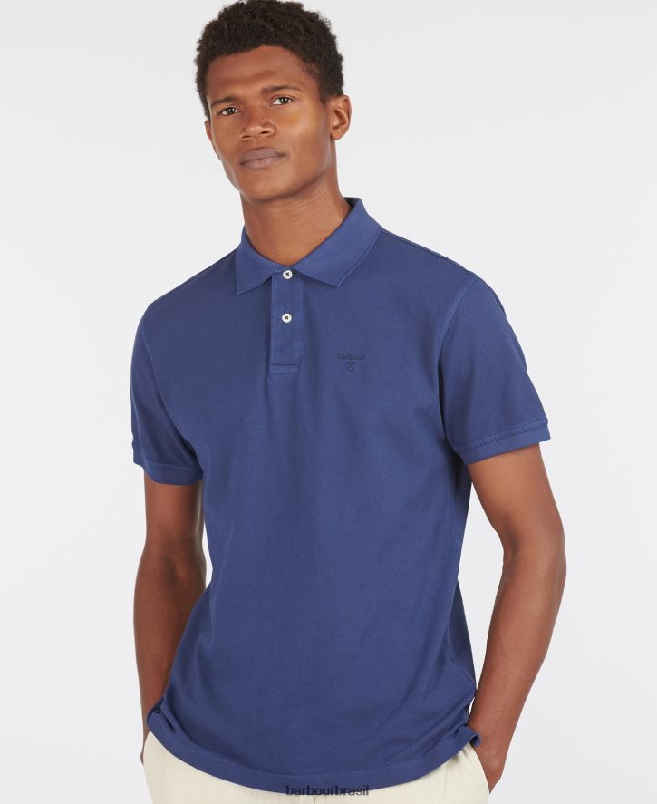 roupas Barbour camisa polo esportiva lavada céu homens NH4442589