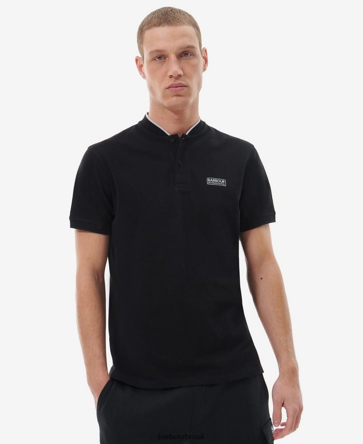 roupas Barbour camisa polo esportiva lewis preto clássico homens NH4442675