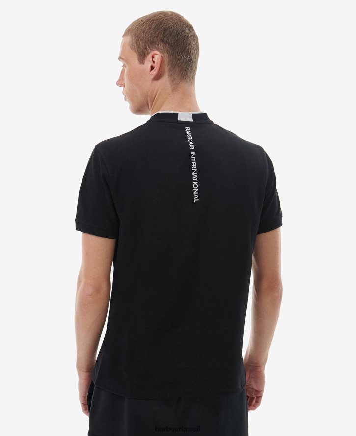 roupas Barbour camisa polo esportiva lewis preto clássico homens NH4442675