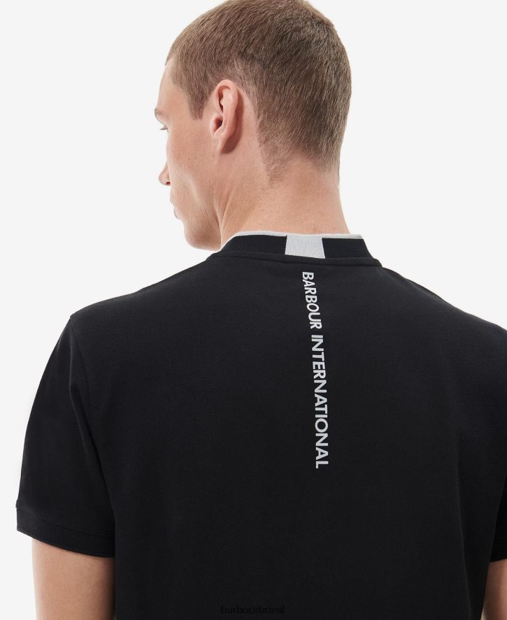 roupas Barbour camisa polo esportiva lewis preto clássico homens NH4442675