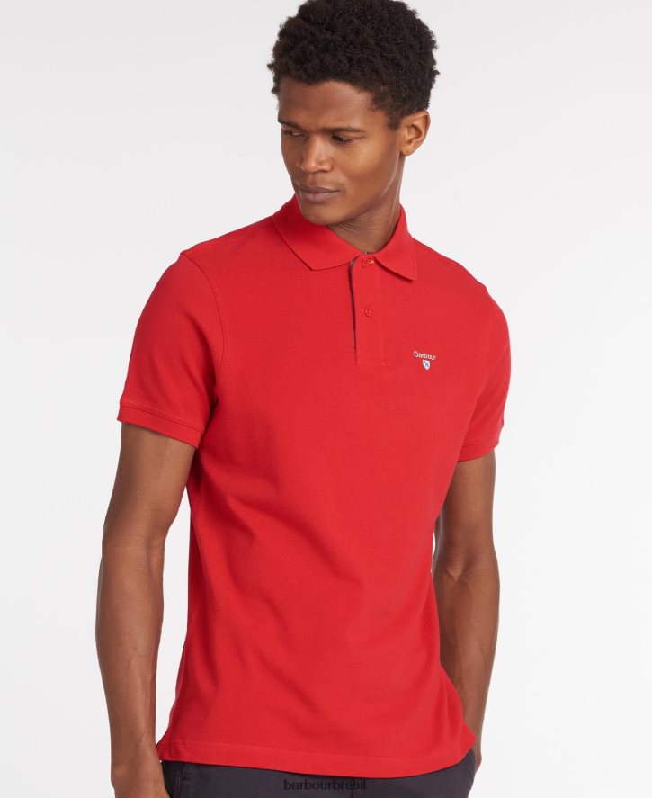 roupas Barbour camisa polo piquê tartan branco/greystone homens NH4442734