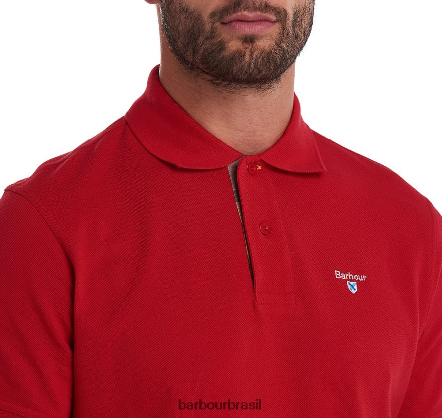 roupas Barbour camisa polo piquê tartan branco/greystone homens NH4442734