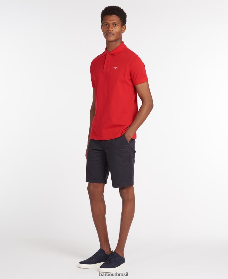 roupas Barbour camisa polo piquê tartan branco/greystone homens NH4442734