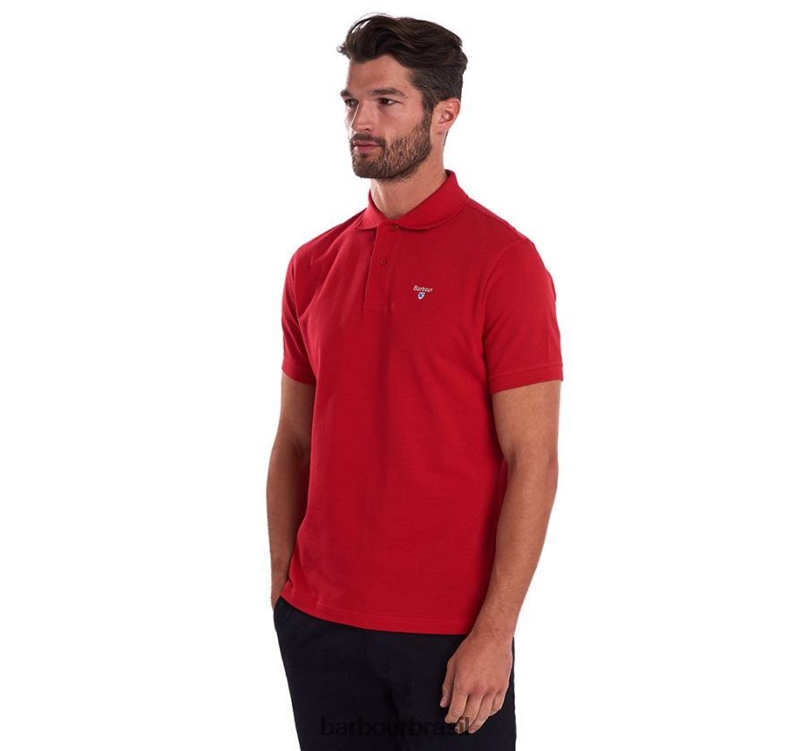 roupas Barbour camisa polo piquê tartan branco/greystone homens NH4442734