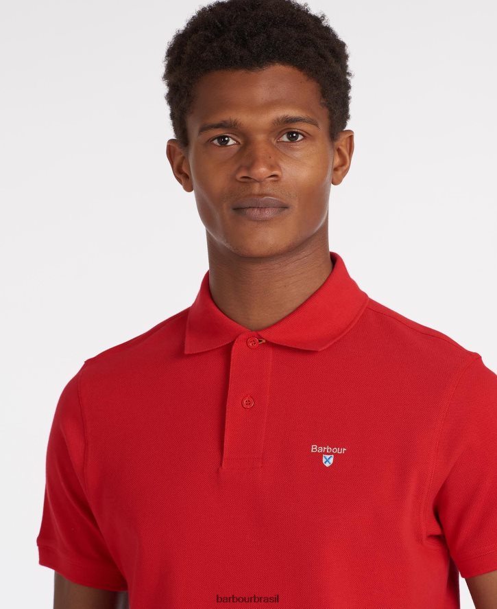 roupas Barbour camisa polo piquê tartan branco/greystone homens NH4442734