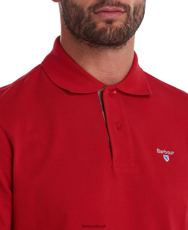 roupas Barbour camisa polo piquê tartan branco/greystone homens NH4442734