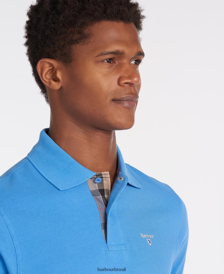 roupas Barbour camisa polo piquê tartan corrida verde homens NH4442598