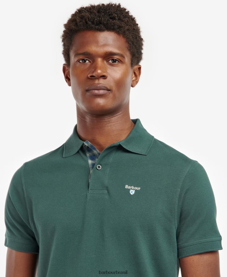 roupas Barbour camisa polo piquê tartan pedra lavada homens NH4442613