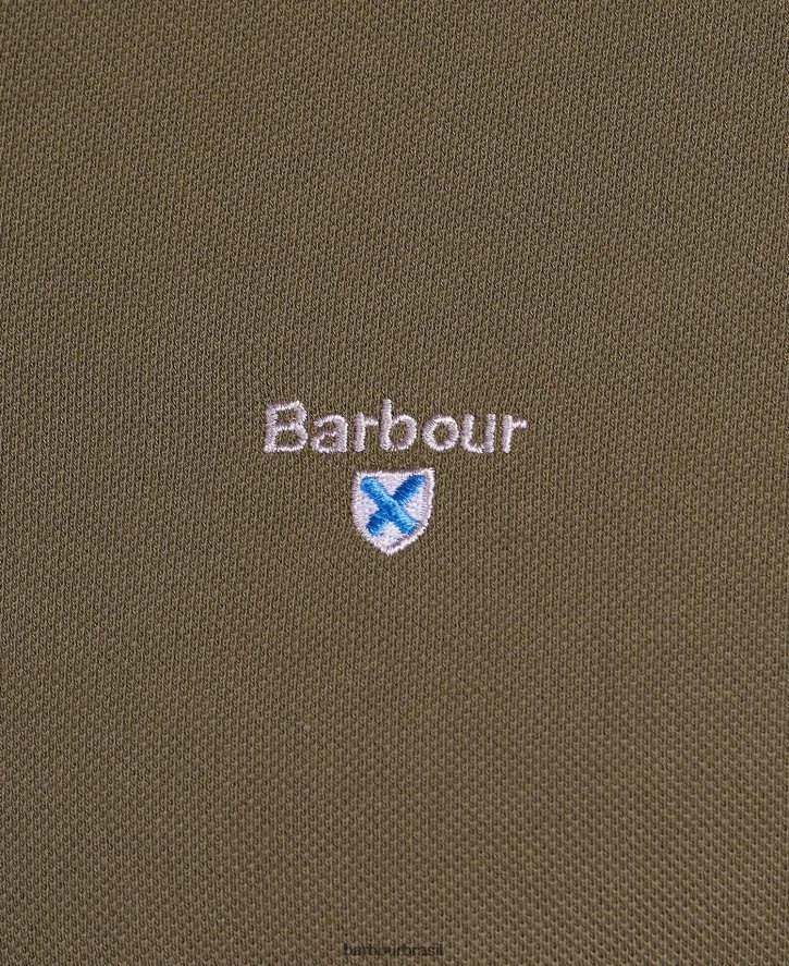 roupas Barbour camisa polo piquê tartan preto/moderno homens NH4442581