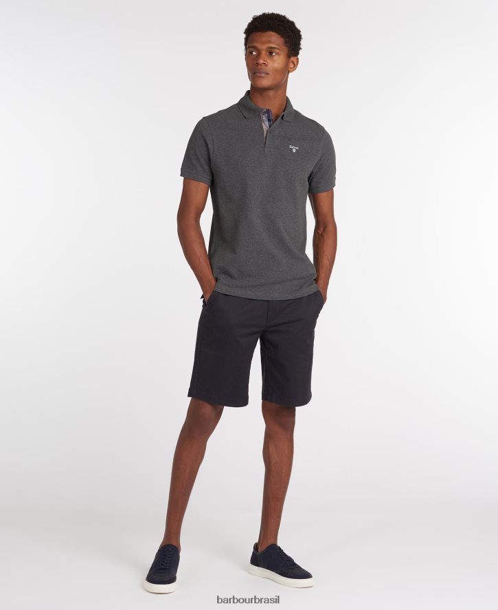 roupas Barbour camisa polo xadrez piquê céu noturno/noite verde-oliva homens NH4442545