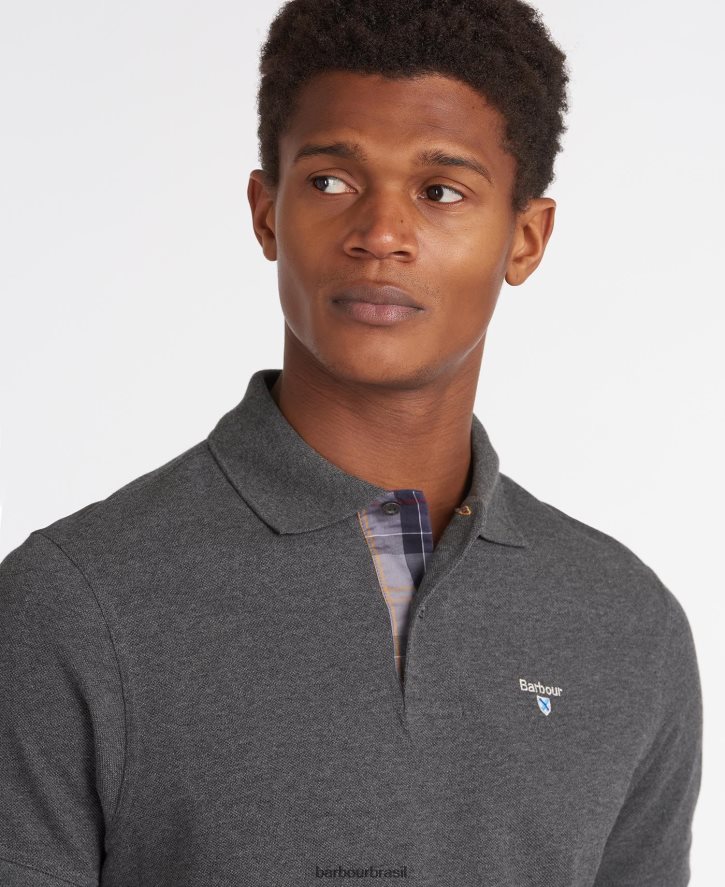 roupas Barbour camisa polo xadrez piquê céu noturno/noite verde-oliva homens NH4442545