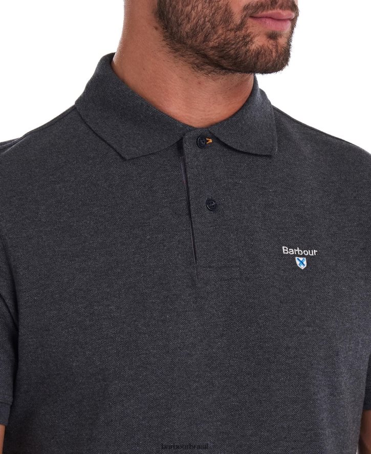 roupas Barbour camisa polo xadrez piquê céu noturno/noite verde-oliva homens NH4442545