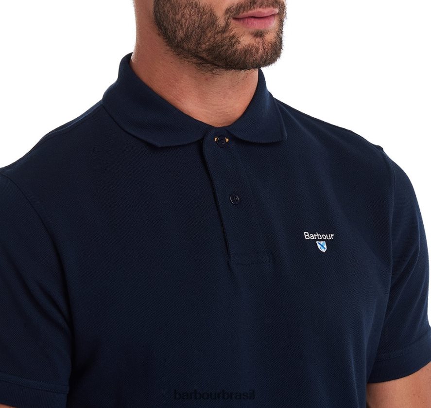 roupas Barbour camisa polo xadrez piquê preto/moderno homens NH4442537