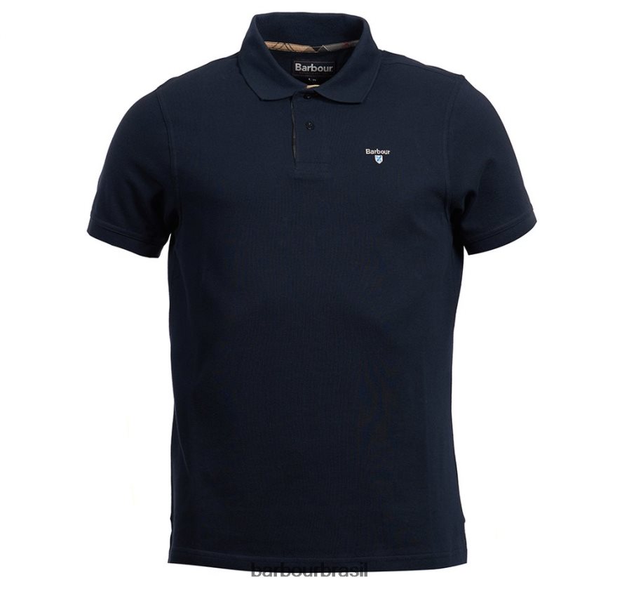 roupas Barbour camisa polo xadrez piquê preto/moderno homens NH4442537