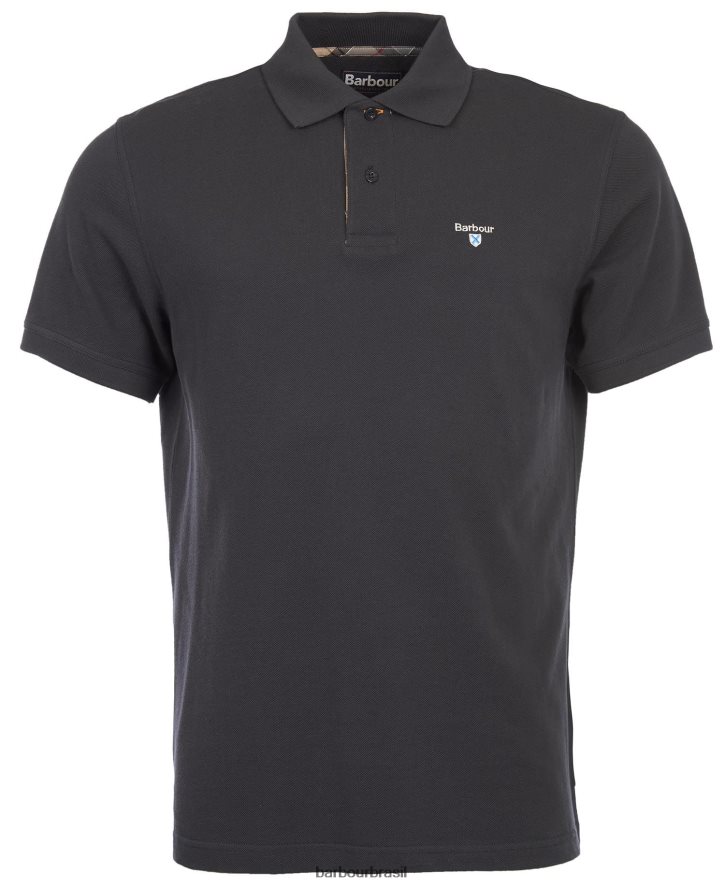 roupas Barbour camisa polo xadrez piquê preto/moderno homens NH4442541