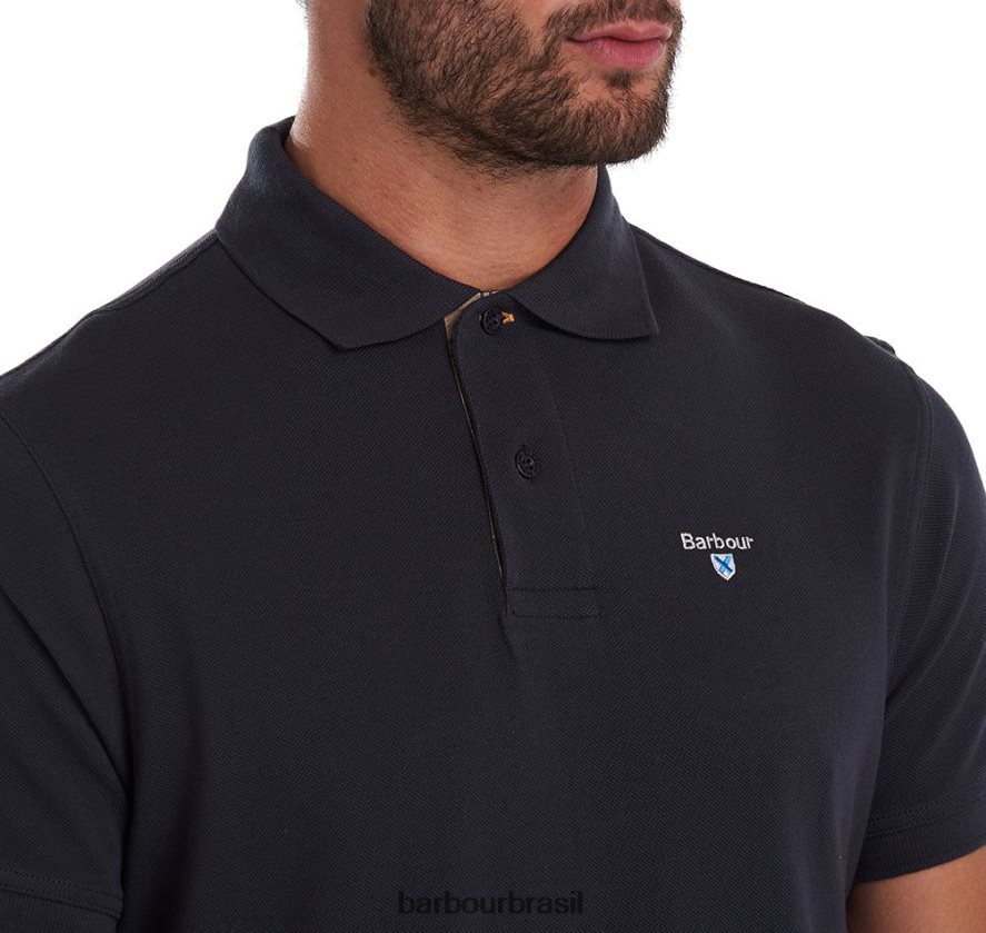 roupas Barbour camisa polo xadrez piquê preto/moderno homens NH4442541