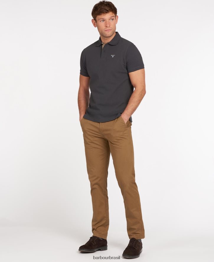 roupas Barbour camisa polo xadrez piquê preto/moderno homens NH4442541